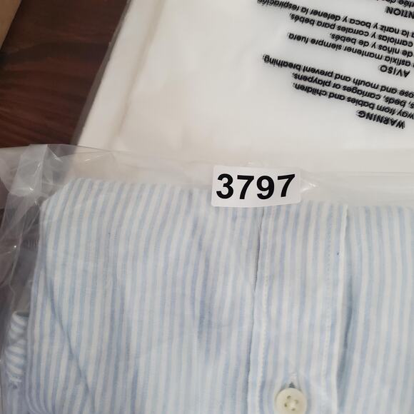 Faherty Shirt Mens Large Blue Striped Short Sleeve Button Down Organic Cotton - Picture 9 of 9